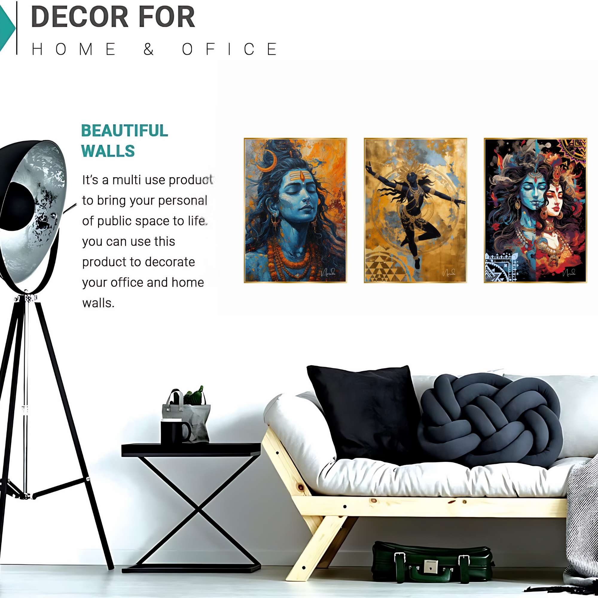 Set of Three Wall Paintings for Wall Dacoration Golden Framed Wall Paintings for Living Room & Bedroom Wall Art for Home Decoration & Office Wall Décor (18x12 inch CH-GD3-2) - Image 4